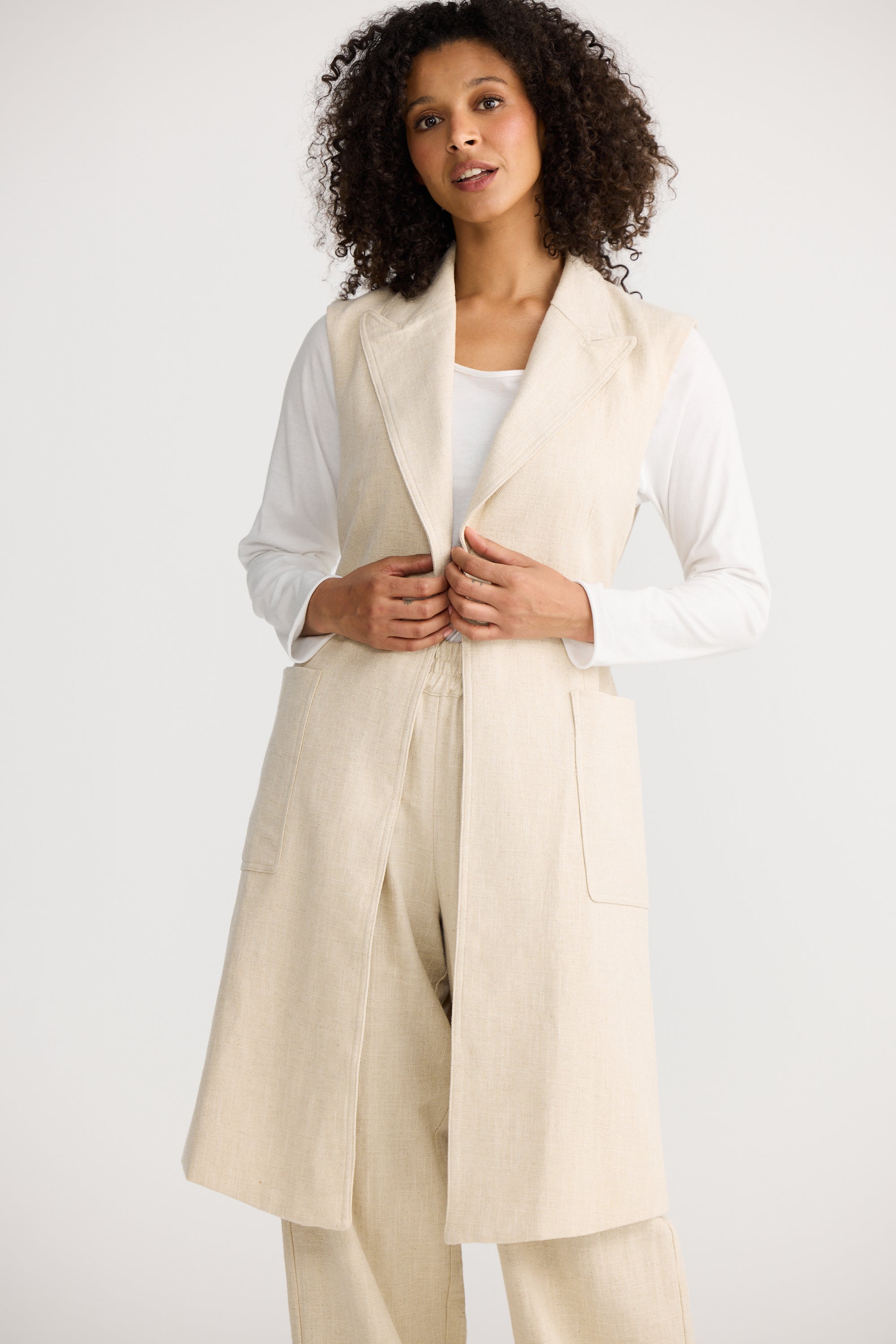 Noa Vest - Natural-Jackets, Coats & Vests-The Shanty Corporation-The Bay Room