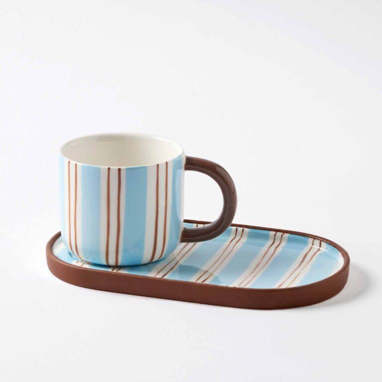 Nola Mug & Plate Set - Blue/Brown-Dining & Entertaining-Pilbeam Living-The Bay Room