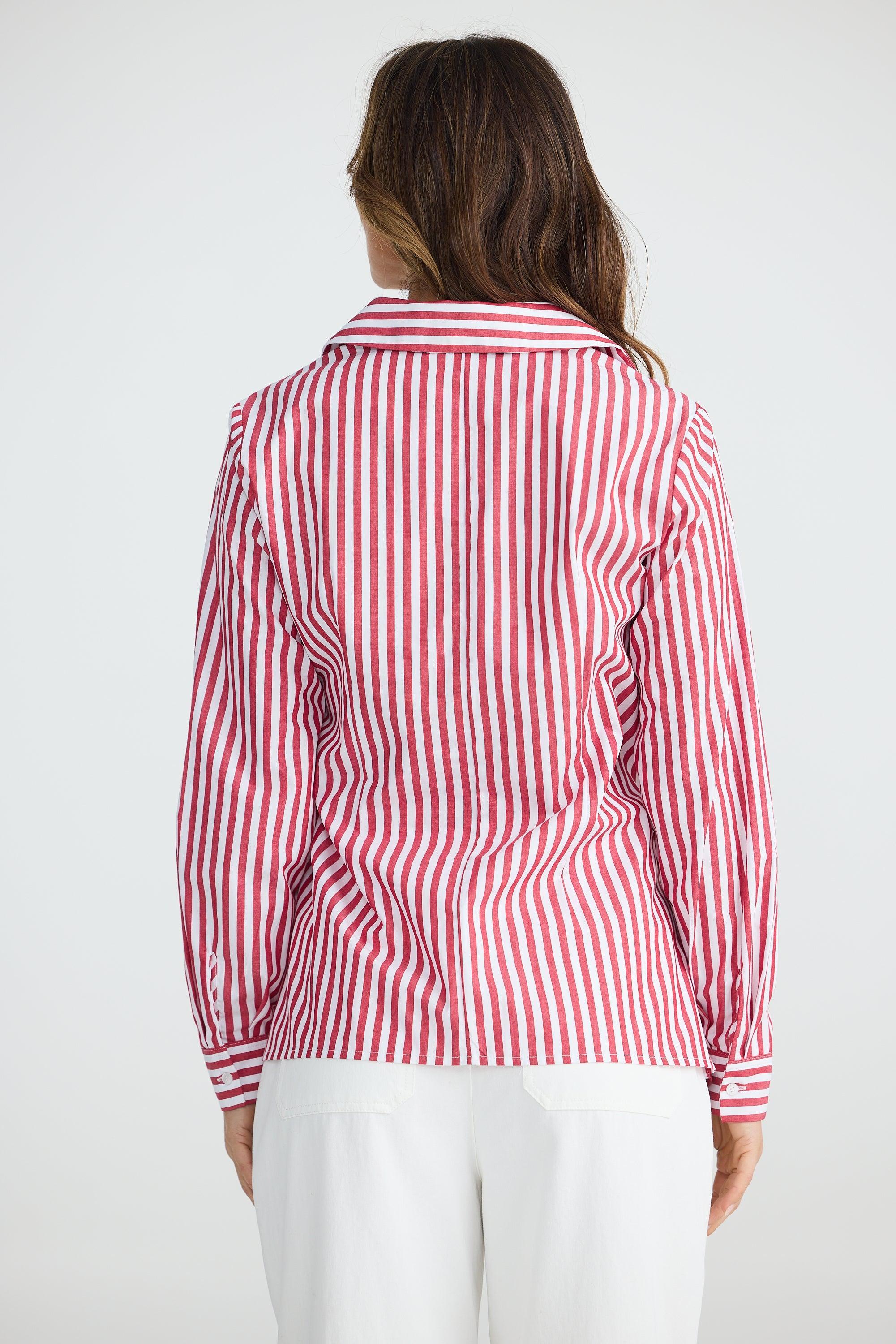 Nova Shirt - Red with White Stripe-Tops-Brave & True-The Bay Room