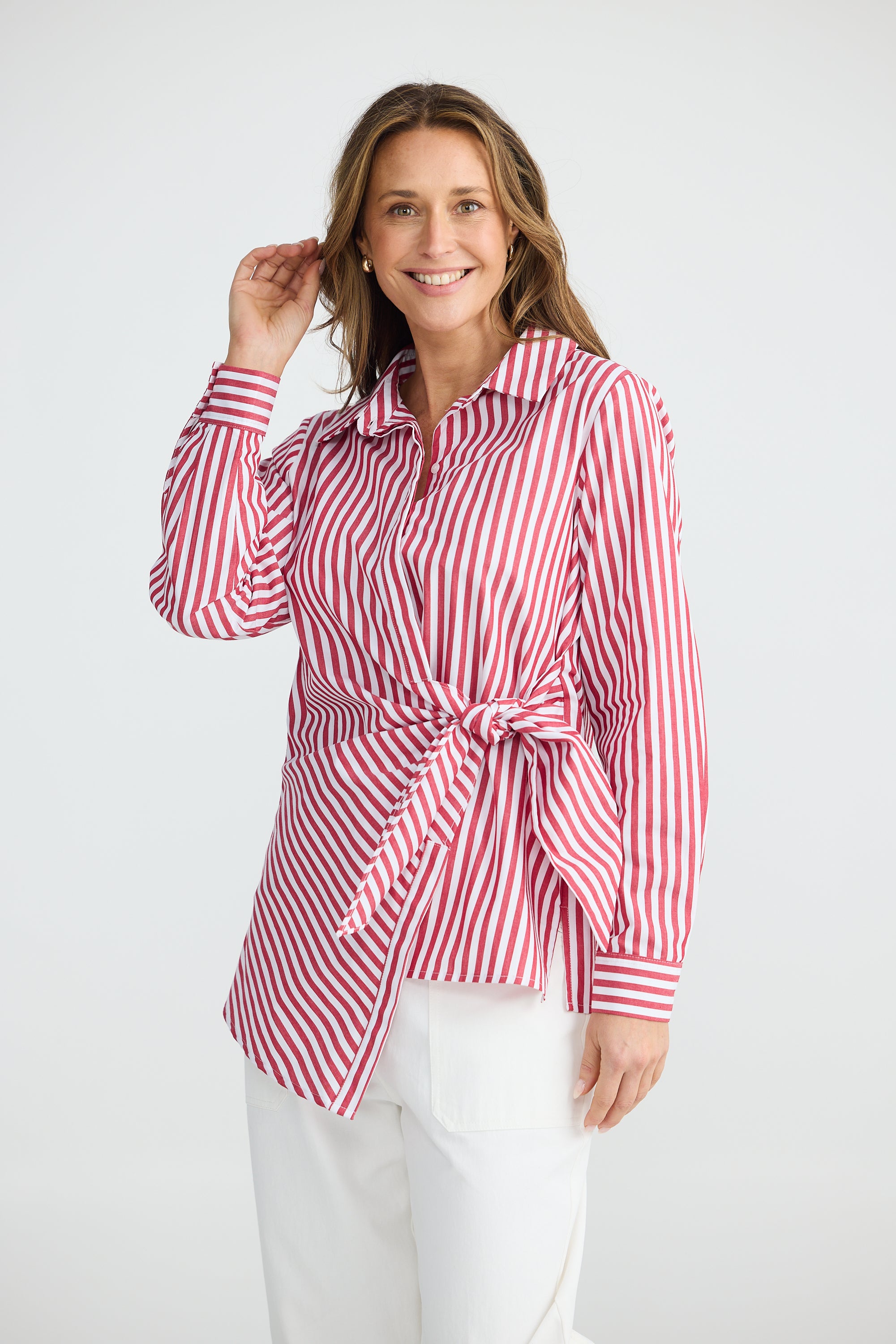 Nova Shirt - Red with White Stripe-Tops-Brave & True-The Bay Room