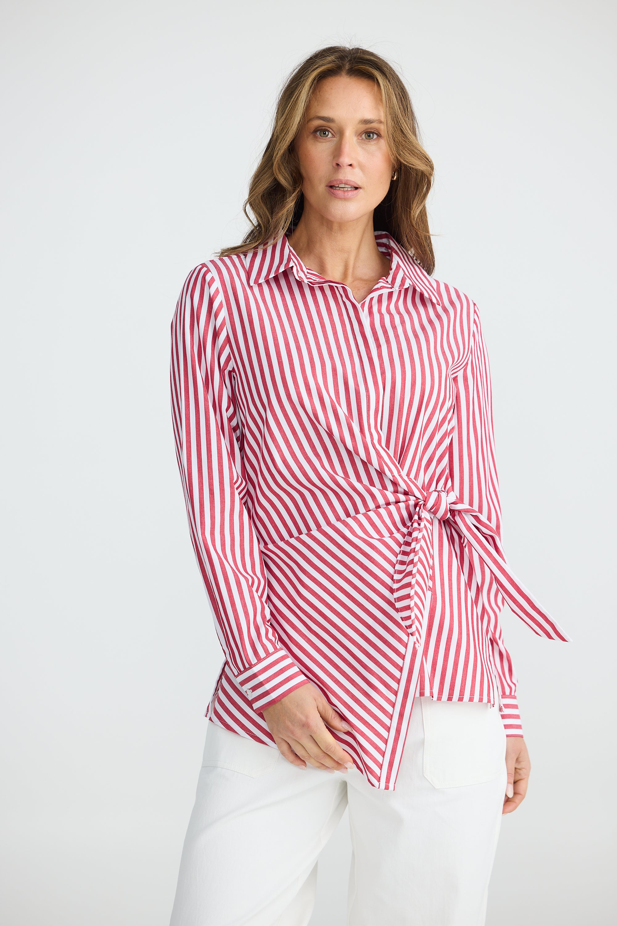 Nova Shirt - Red with White Stripe-Tops-Brave & True-The Bay Room