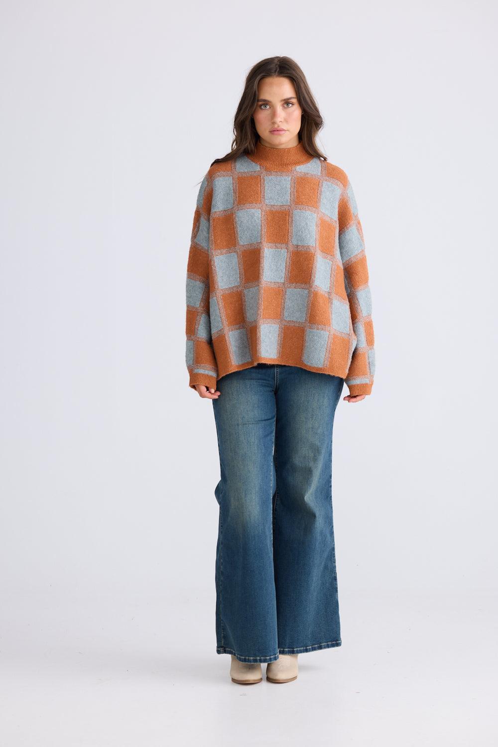 Nyx Knit - Teal/Ochre-Knitwear & Jumpers-Talisman-The Bay Room