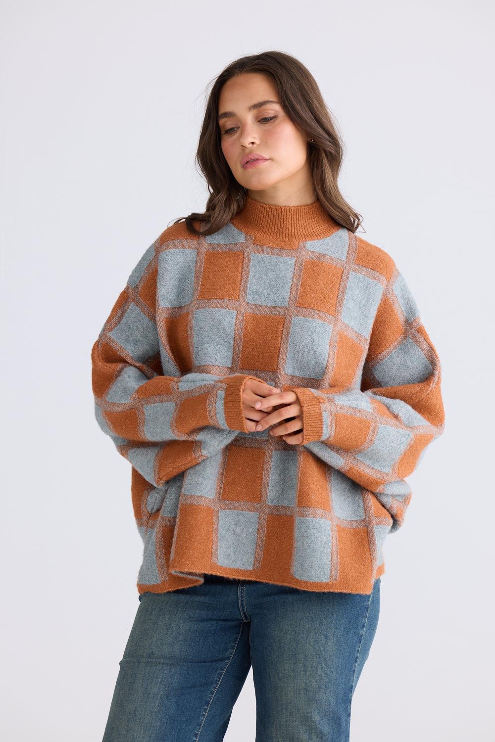 Nyx Knit - Teal/Ochre-Knitwear & Jumpers-Talisman-The Bay Room