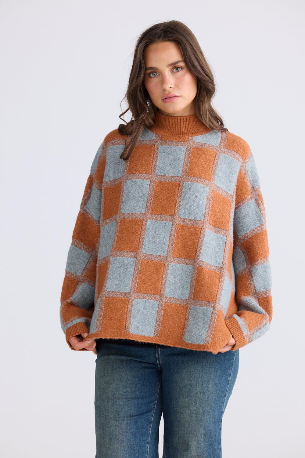 Nyx Knit - Teal/Ochre-Knitwear & Jumpers-Talisman-The Bay Room