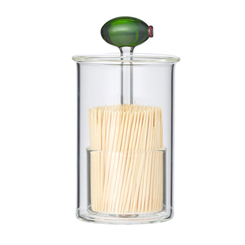 Olive Glass Toothpick Holder 6.5x10cm-Dining & Entertaining-Coast To Coast Home-The Bay Room