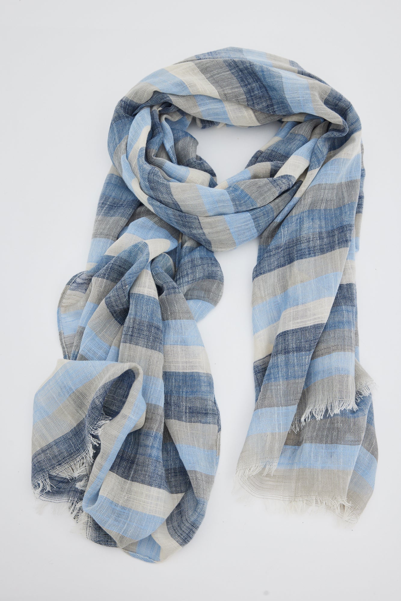 Oliver Scarf - Blue Stripes-Scarves, Belts & Gloves-Holiday-The Bay Room