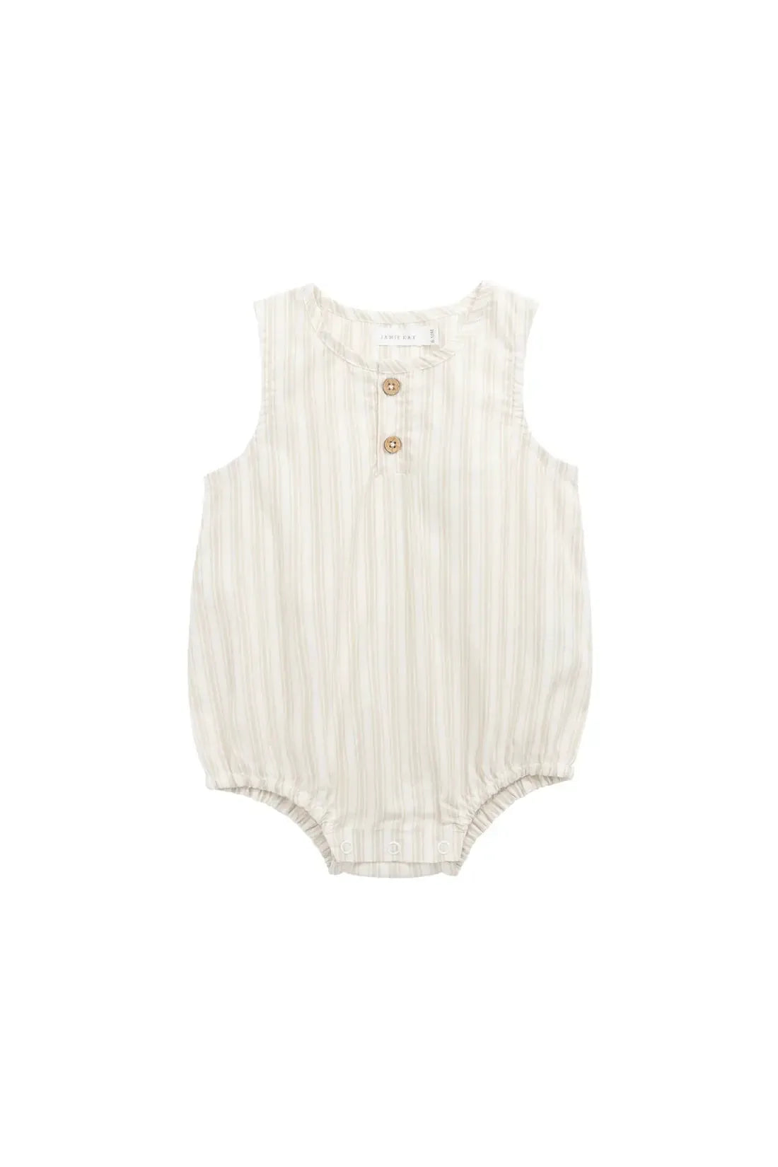 Organic Cotton Archie Playsuit - Variegated Stripe Foam-Clothing & Accessories-Jamie Kay-The Bay Room