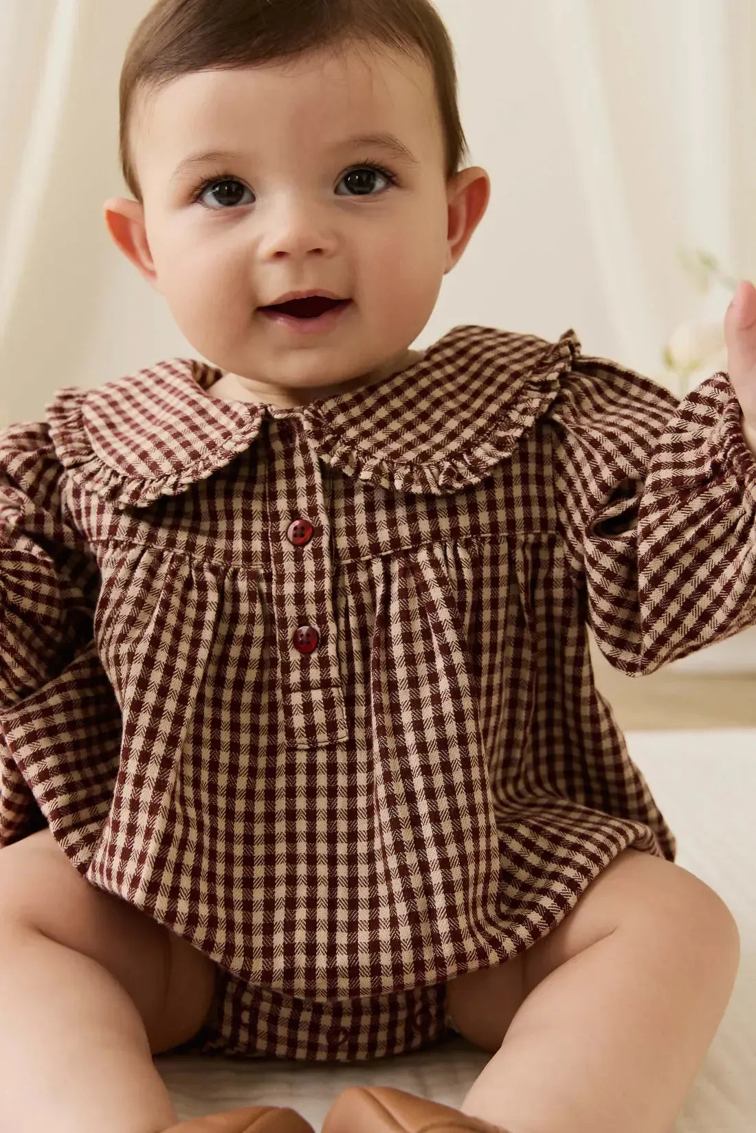 Organic Cotton Elowen Playsuit - Cinnamon Gingham-Clothing & Accessories-Jamie Kay-The Bay Room