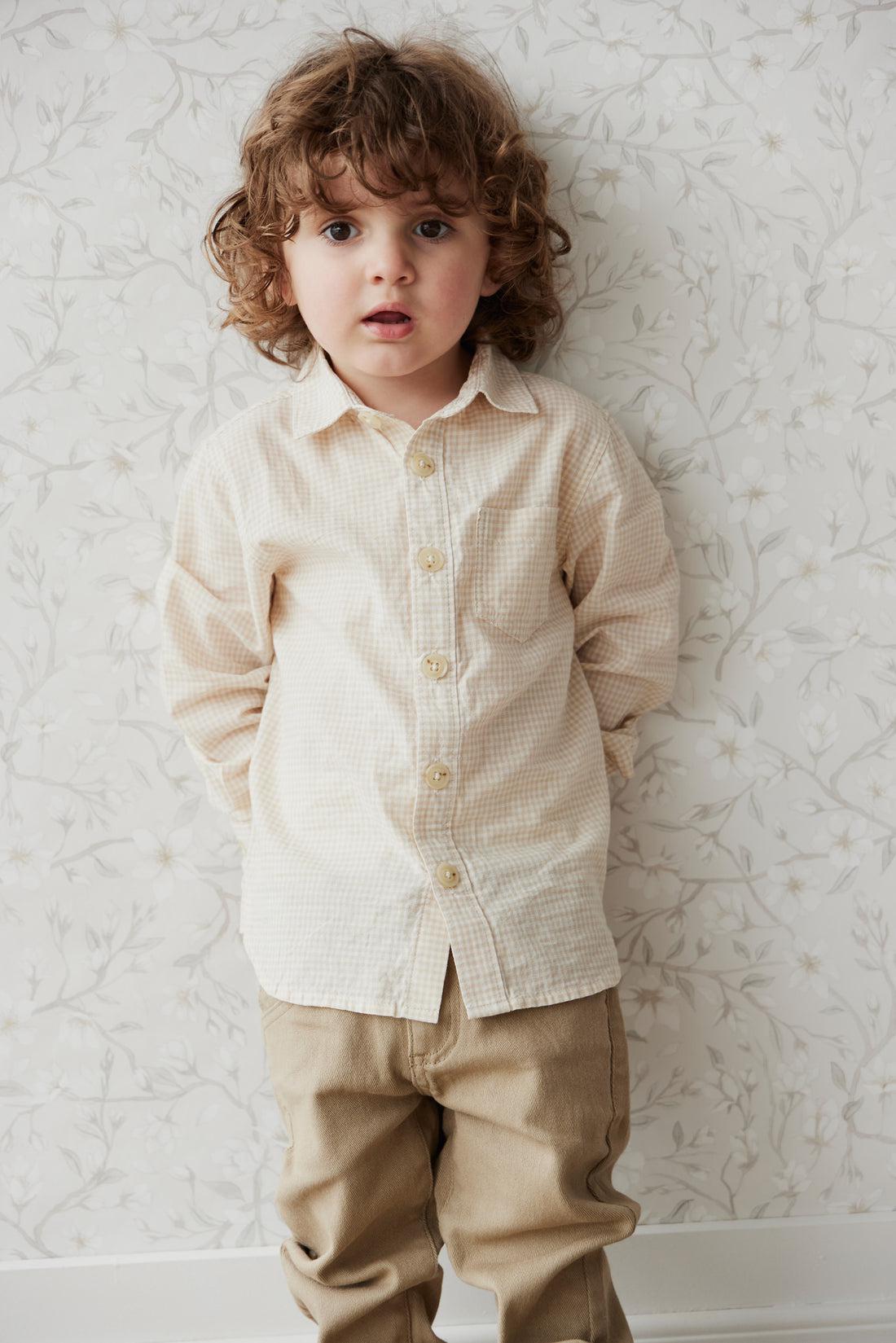 Organic Cotton Isaiah Shirt - Sesame Gingham-Clothing & Accessories-Jamie Kay-The Bay Room