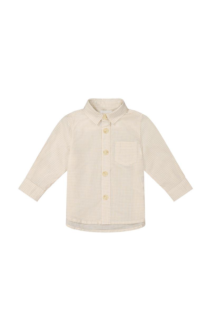 Organic Cotton Isaiah Shirt - Sesame Gingham-Clothing & Accessories-Jamie Kay-The Bay Room