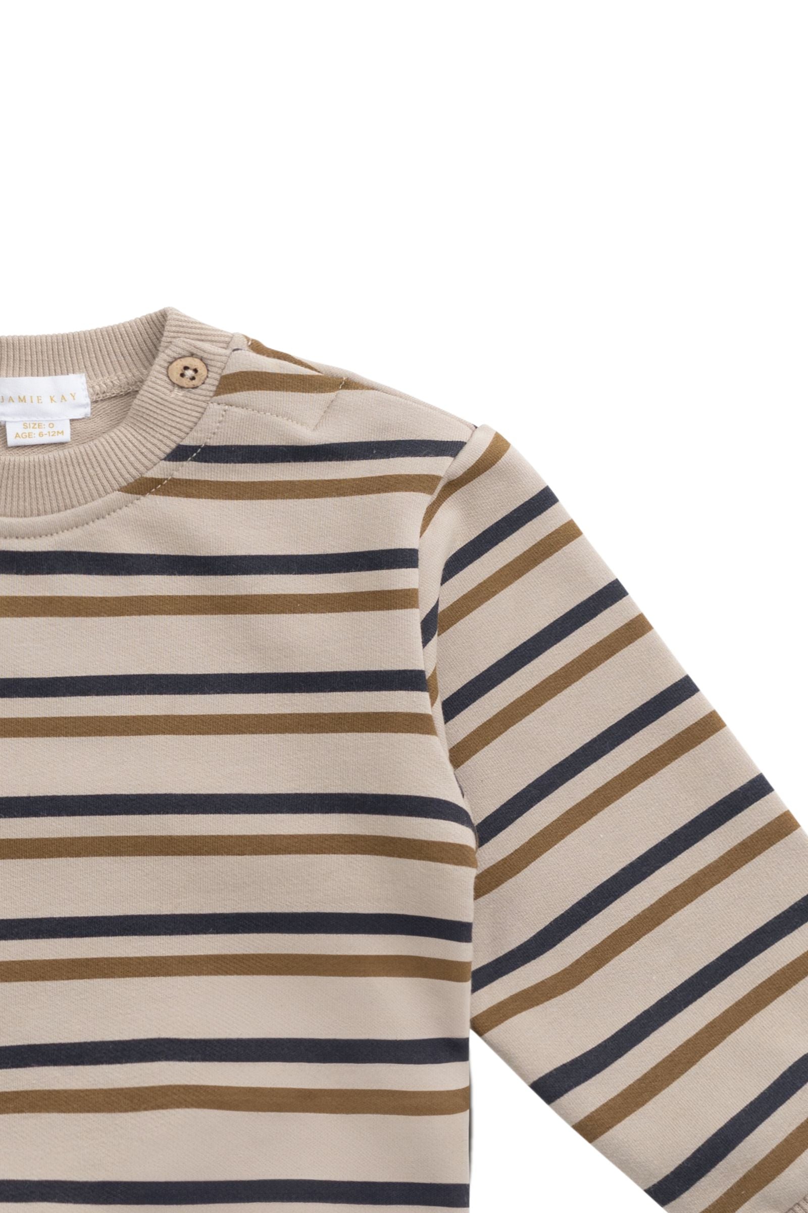 Organic Cotton Jalen Oversized Jumper - Raynor Stripe Pale Khaki-Clothing & Accessories-Jamie Kay-The Bay Room