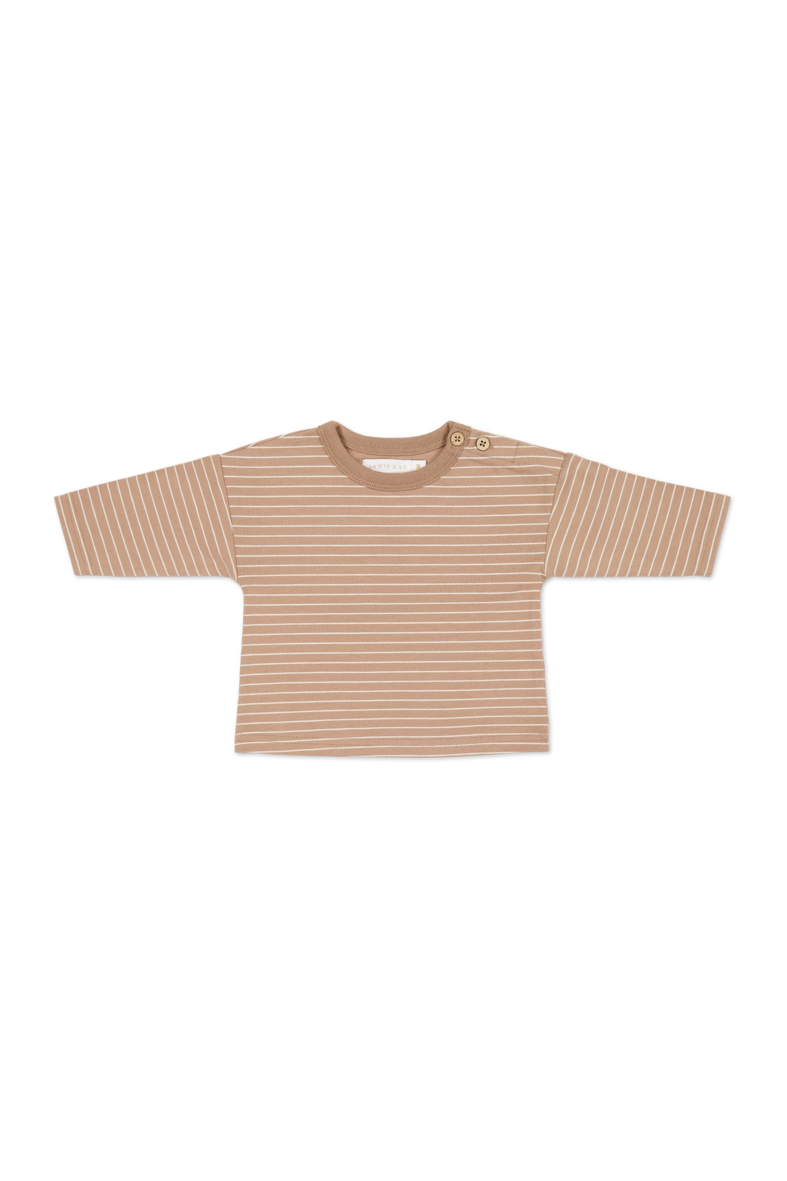 Organic Cotton Levi Long Sleeve Top - Daily Stripe Pale Terracotta/Buff-General-Jamie Kay-The Bay Room