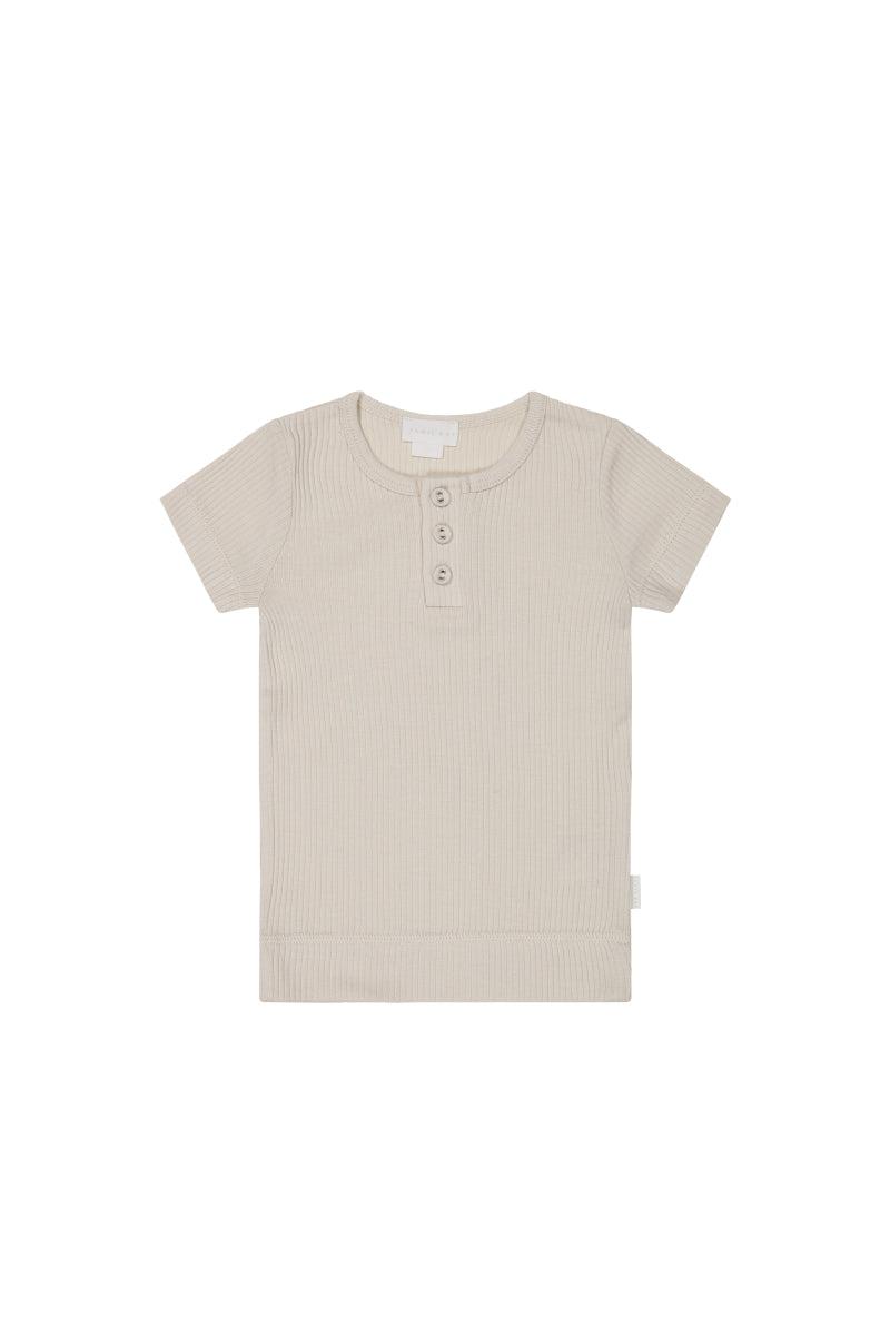 Organic Cotton Modal Henley Tee - Beech-Clothing & Accessories-Jamie Kay-The Bay Room