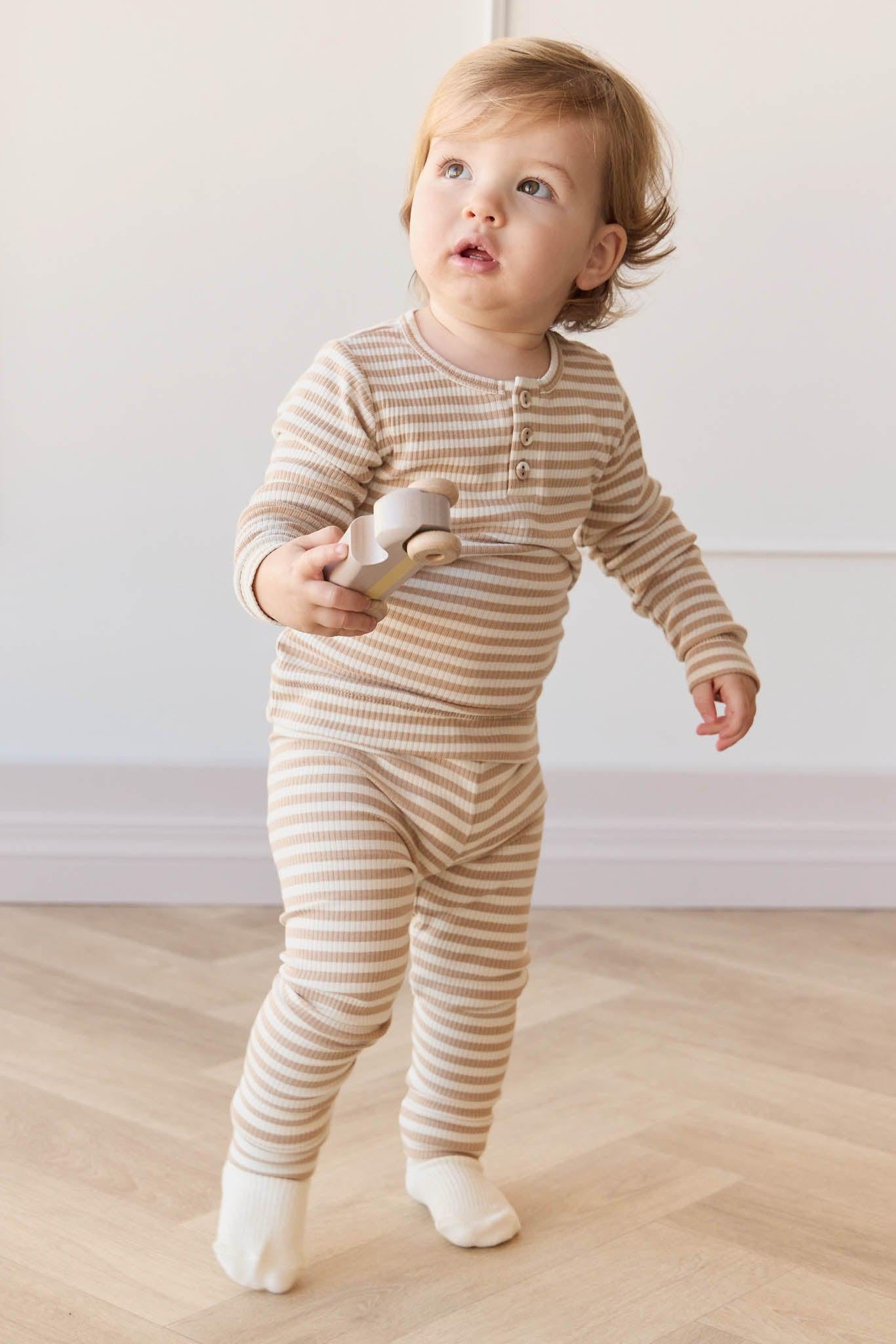 Organic Cotton Modal Legging - Narrow Stripe Baker/Cloud-Clothing & Accessories-Jamie Kay-The Bay Room