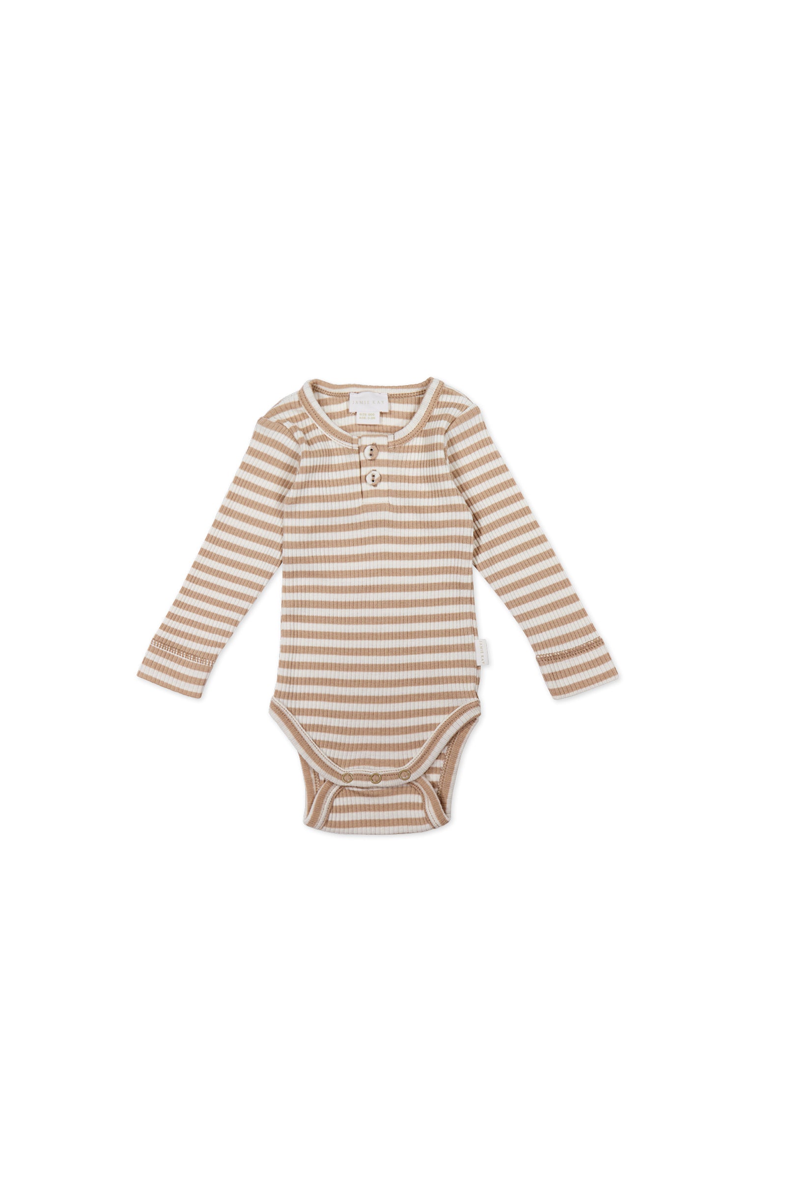 Organic Cotton Modal Long Sleeve Bodysuit - Narrow Stripe Baker/Cloud-Clothing & Accessories-Jamie Kay-The Bay Room