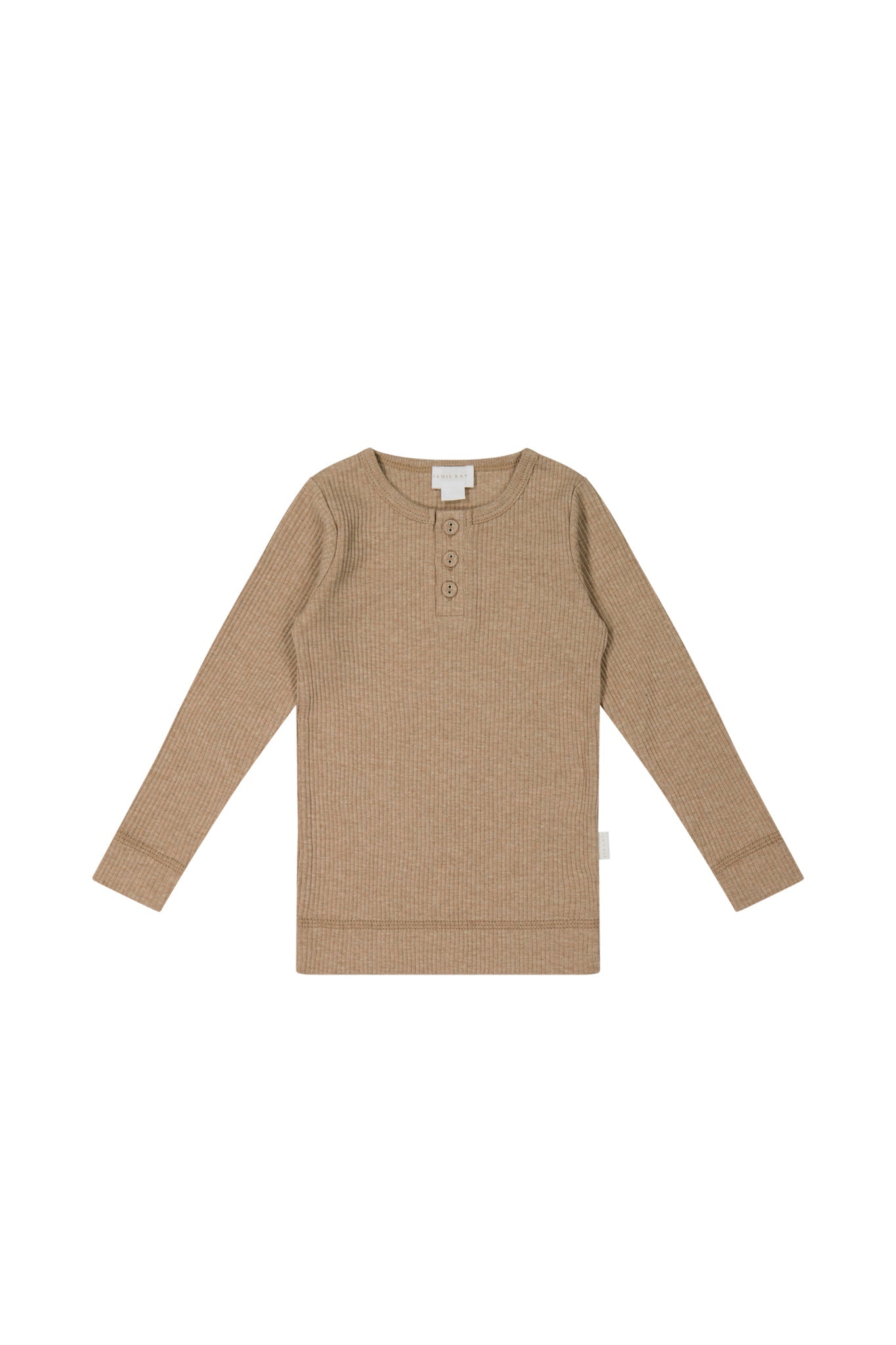 Organic Cotton Modal Long Sleeve Henley - Hazelnut Marle-Clothing & Accessories-Jamie Kay-The Bay Room