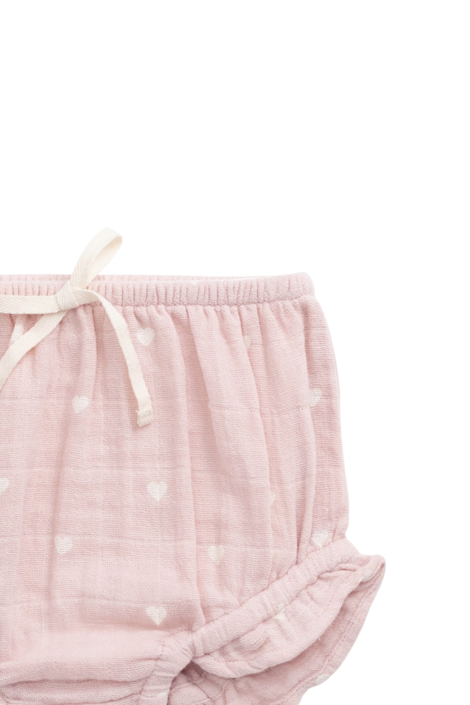 Organic Cotton Muslin Frill Bloomer - Petite Heart Old Rose-Clothing & Accessories-Jamie Kay-The Bay Room