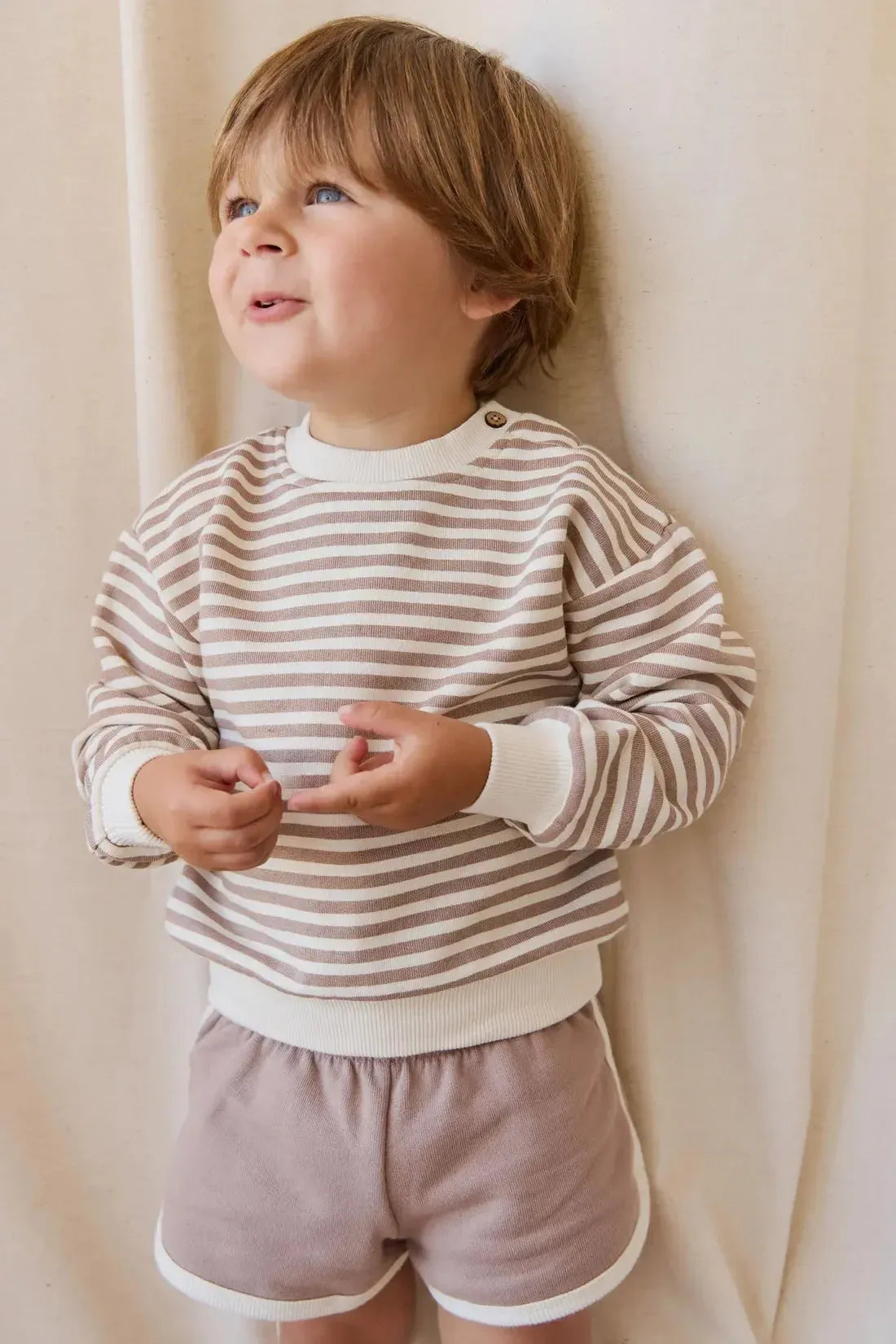 Organic Cotton Peyton Sweatshirt - Standard Stripe Carven Clay/Cloud-Clothing & Accessories-Jamie Kay-The Bay Room