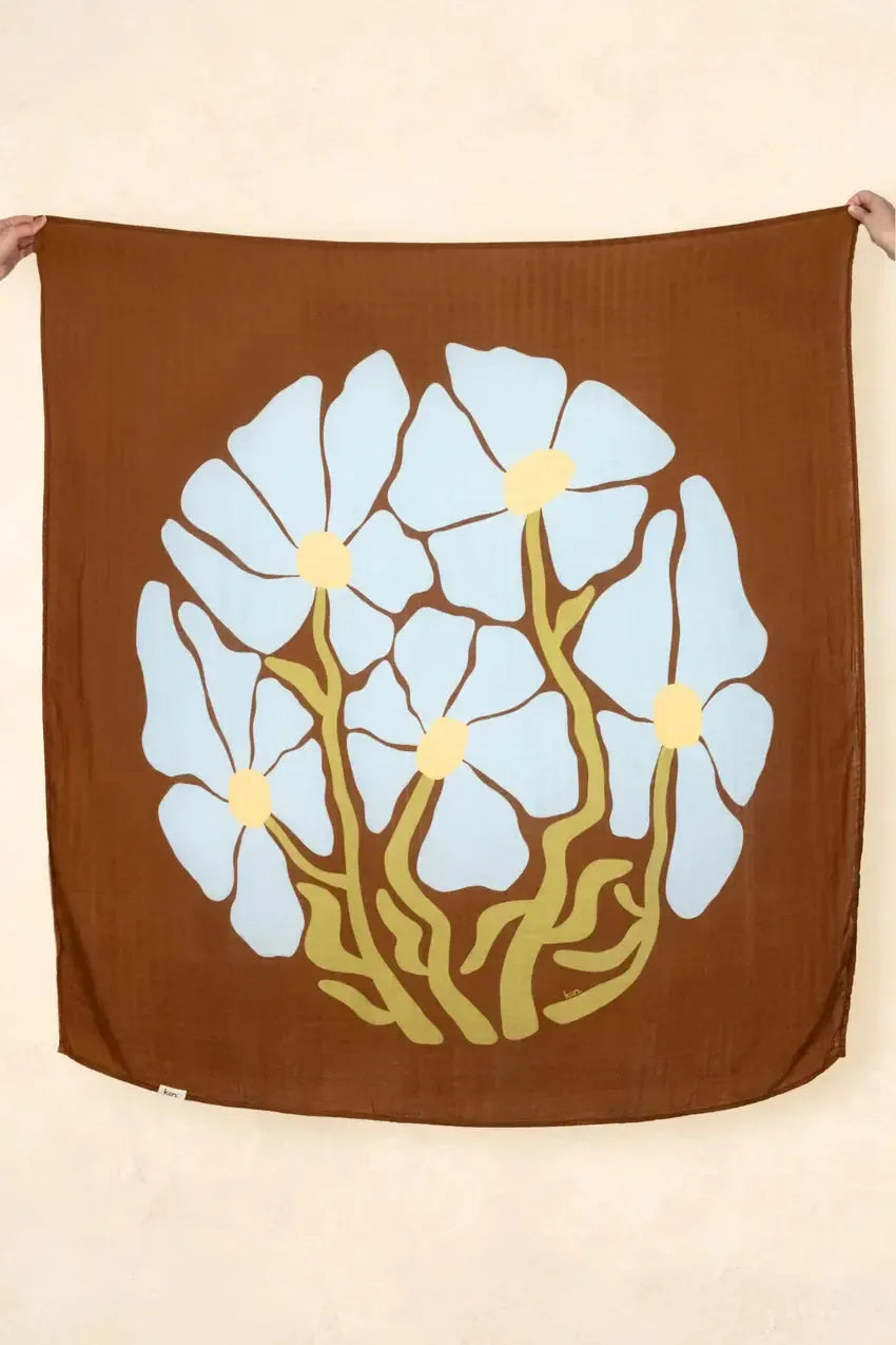 Organic Muslin Swaddle - Fleur - Umber-Nursery & Nurture-Kiin-The Bay Room