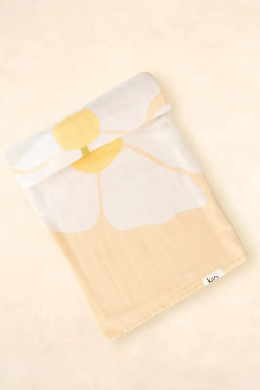 Organic Muslin Swaddle - Fleur - Warm Oat-Nursery & Nurture-Kiin-The Bay Room