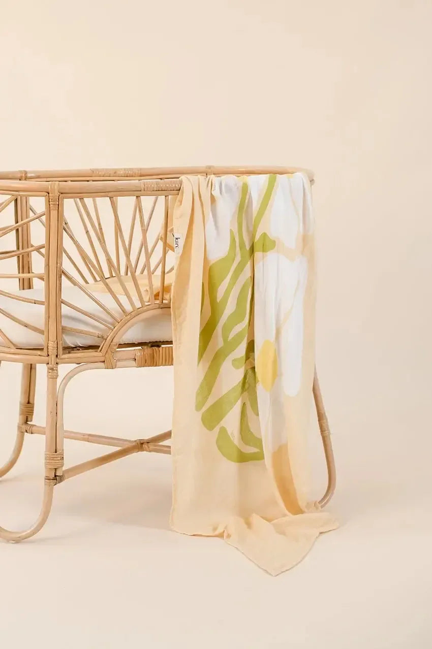 Organic Muslin Swaddle - Fleur - Warm Oat-Nursery & Nurture-Kiin-The Bay Room