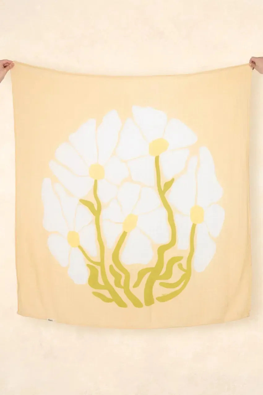 Organic Muslin Swaddle - Fleur - Warm Oat-Nursery & Nurture-Kiin-The Bay Room