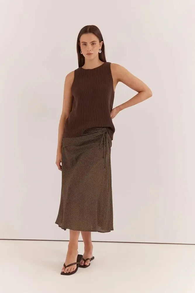 Oriana Ruched Waist Skirt - Micro Dot-Skirts-SASS-The Bay Room