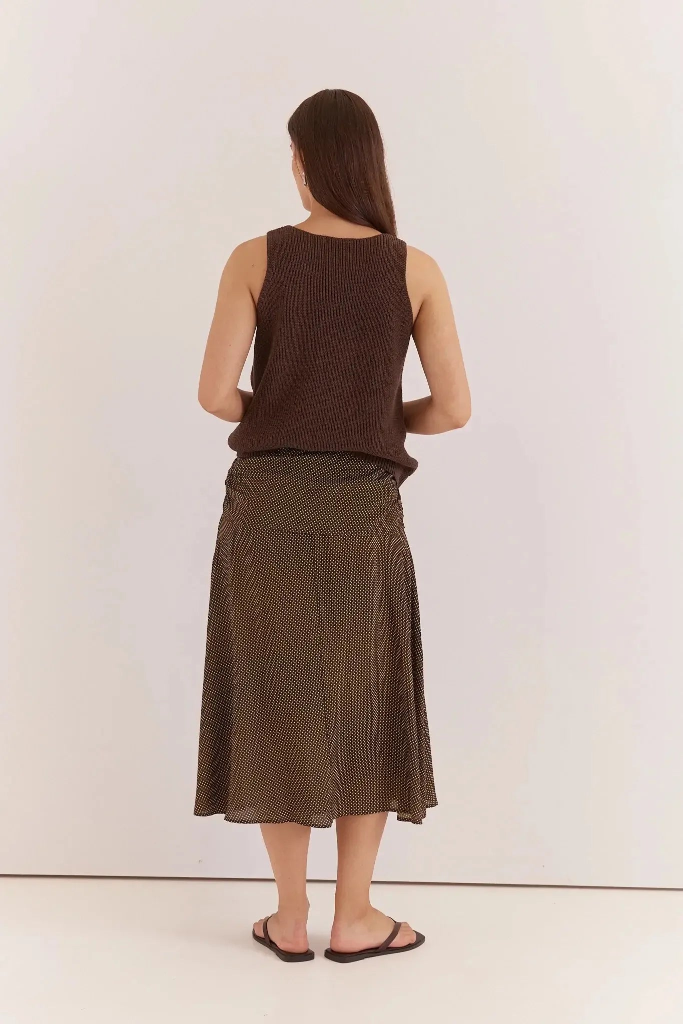 Oriana Ruched Waist Skirt - Micro Dot-Skirts-SASS-The Bay Room