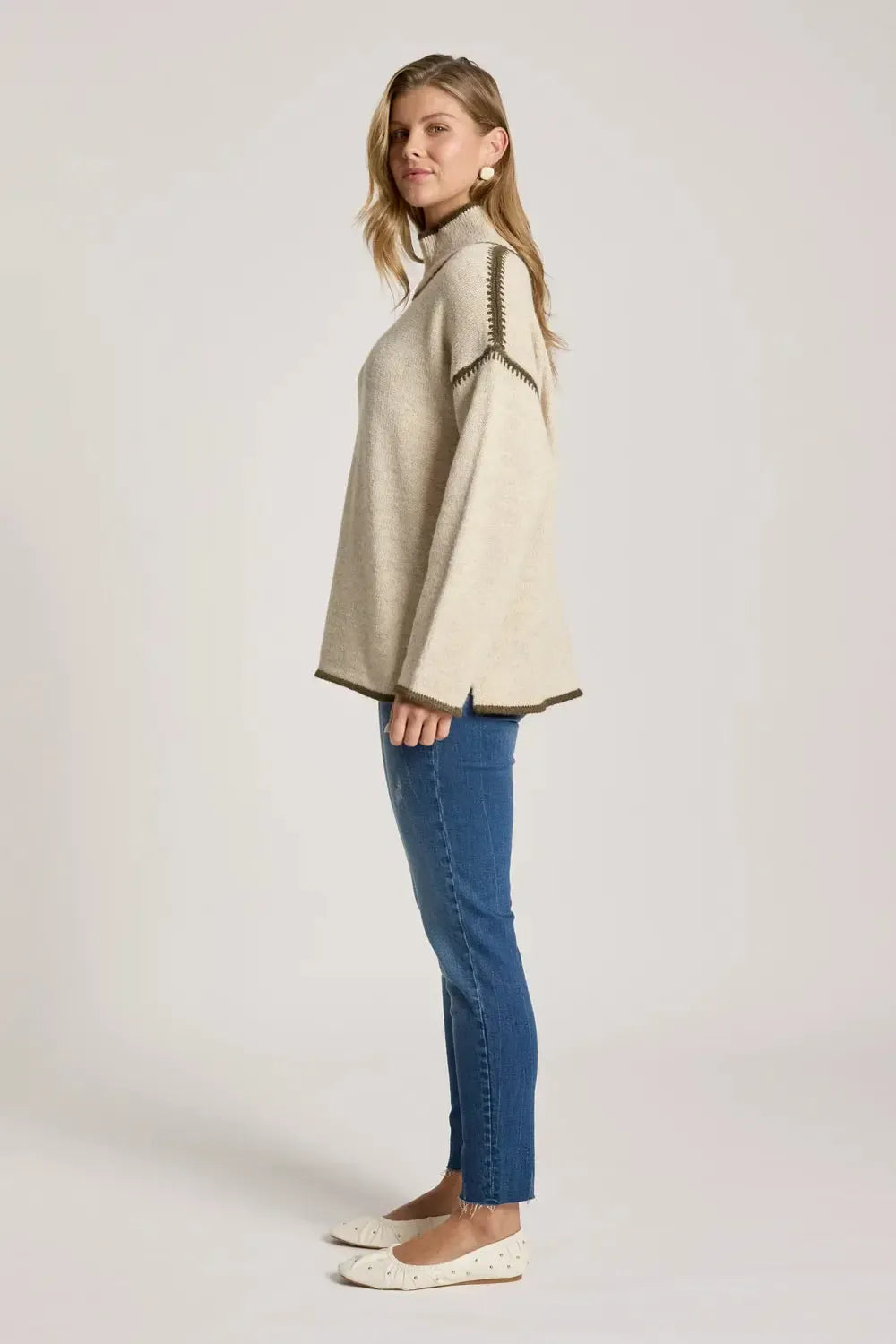 Orin Jumper - Dune/Olive-Knitwear & Jumpers-Eb & Ive-The Bay Room