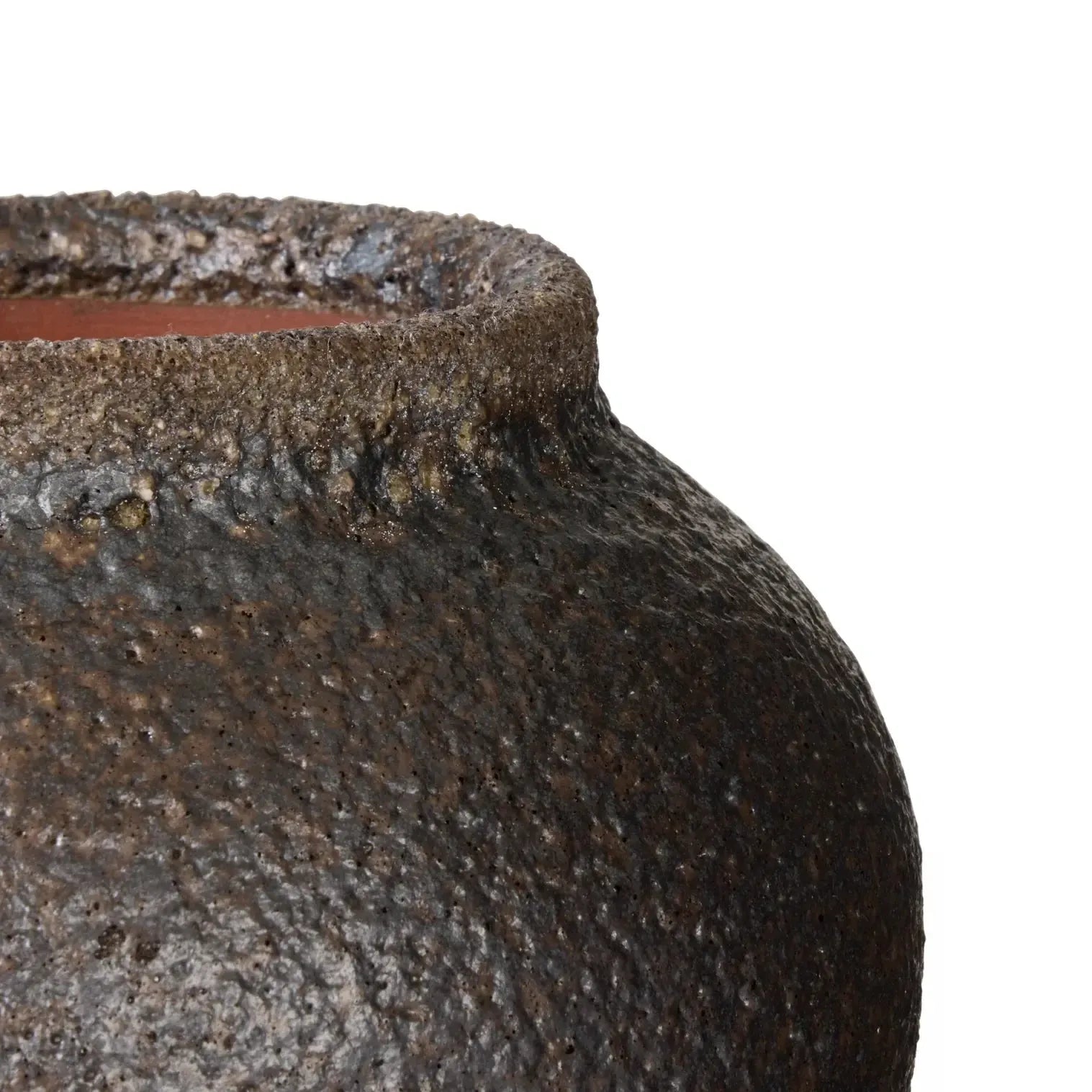 Orin Vase 18x18x15cm Reactive Dark Brown-Pots, Planters & Vases-Amalfi-The Bay Room