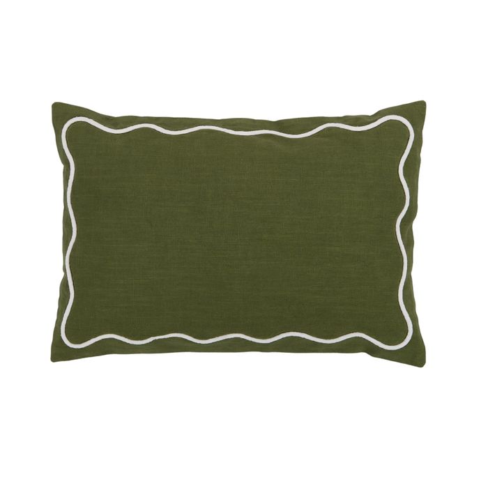 Orla Cotton Cushion 35x50cm Olive-Soft Furnishings-Coast To Coast Home-The Bay Room