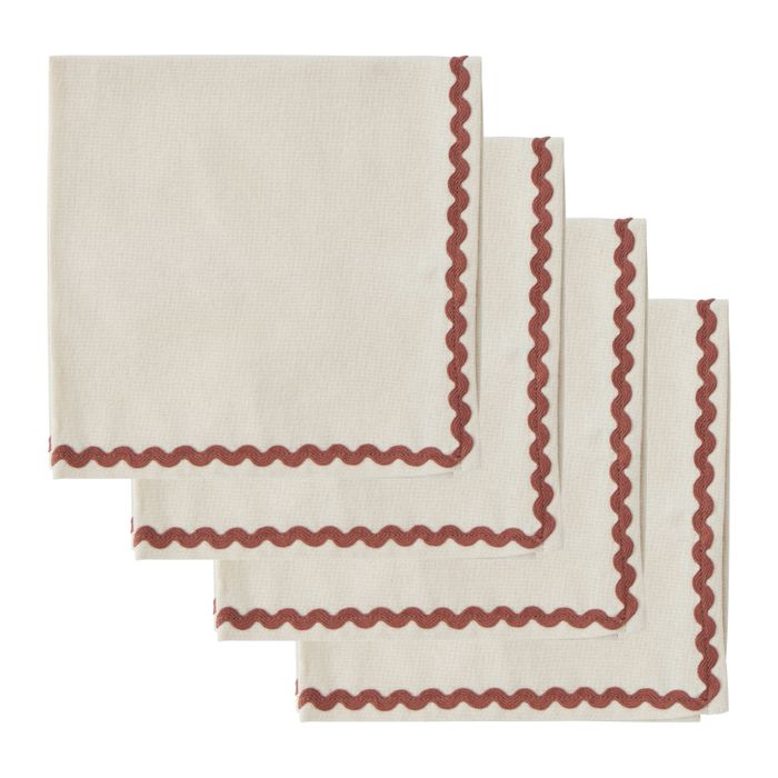 Orla Set 4 Cotton Napkins Ivory/Russet-Dining & Entertaining-Coast To Coast Home-The Bay Room