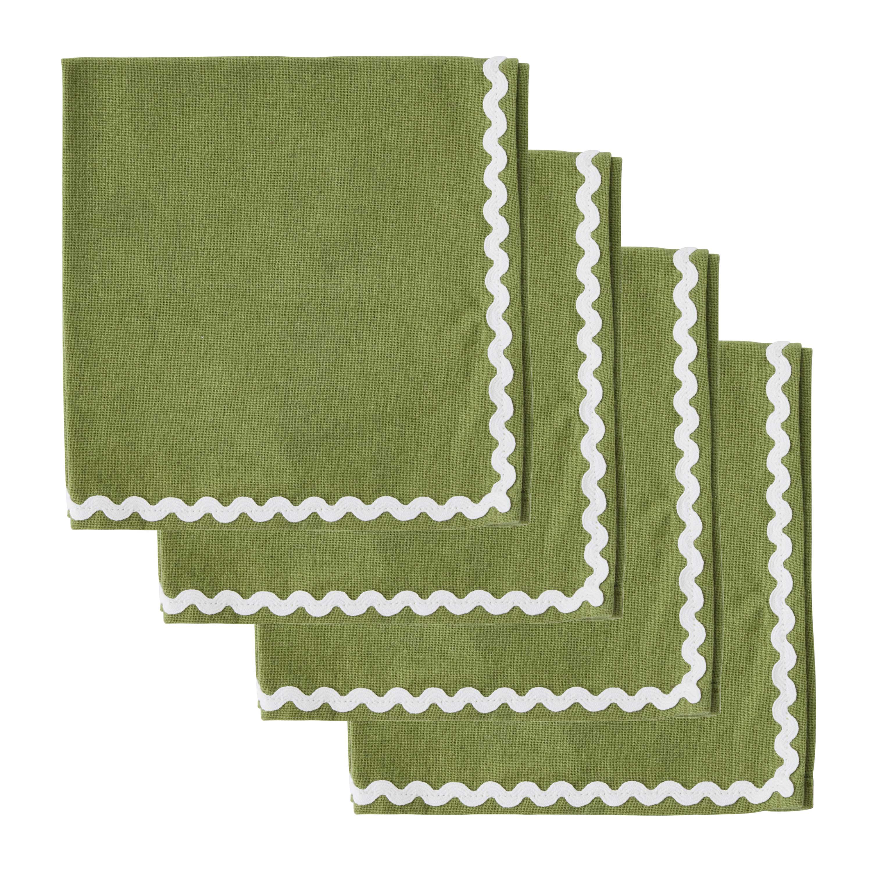 Orla Set 4 Cotton Napkins Olive/Ivory-Dining & Entertaining-Coast To Coast Home-The Bay Room