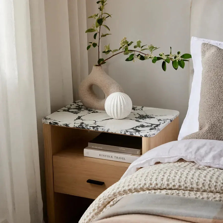 Oscar Black/White Oak Bedside Table 55x38x56cm-Furniture-Madras Link-The Bay Room
