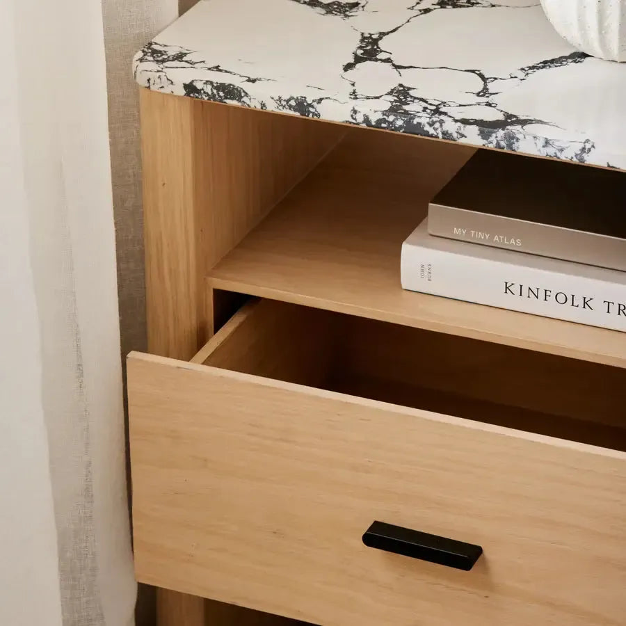 Oscar Black/White Oak Bedside Table 55x38x56cm-Furniture-Madras Link-The Bay Room