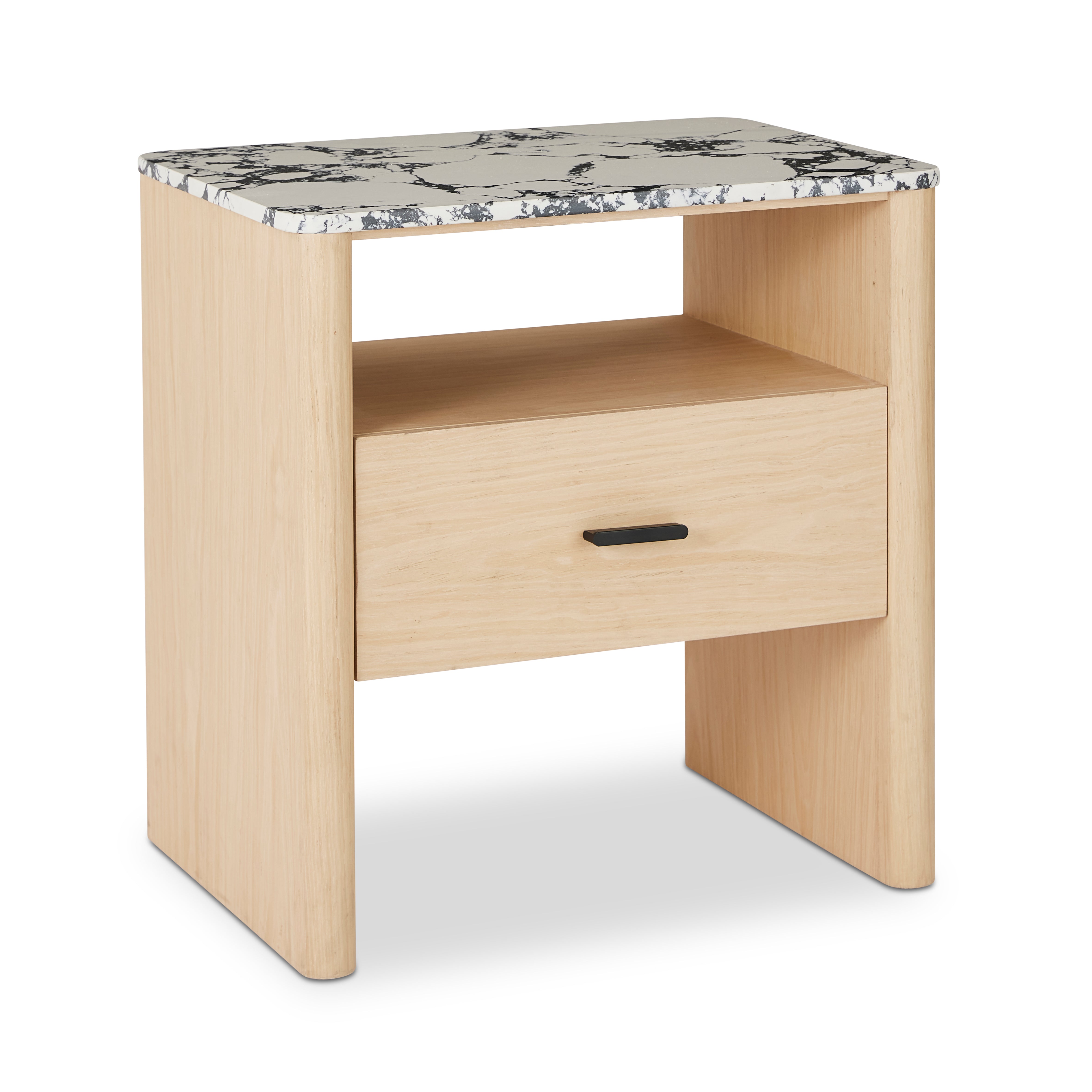 Oscar Black/White Oak Bedside Table 55x38x56cm-Furniture-Madras Link-The Bay Room