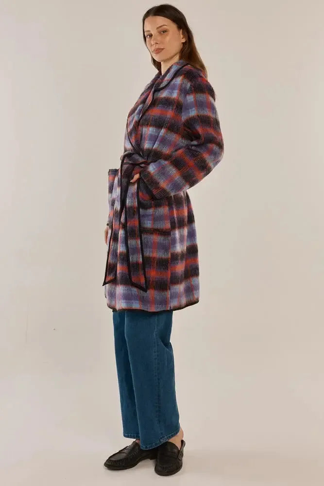 Oslo Coat - Purple/Orange Check-Jackets, Coats & Vests-Betty Basics-The Bay Room