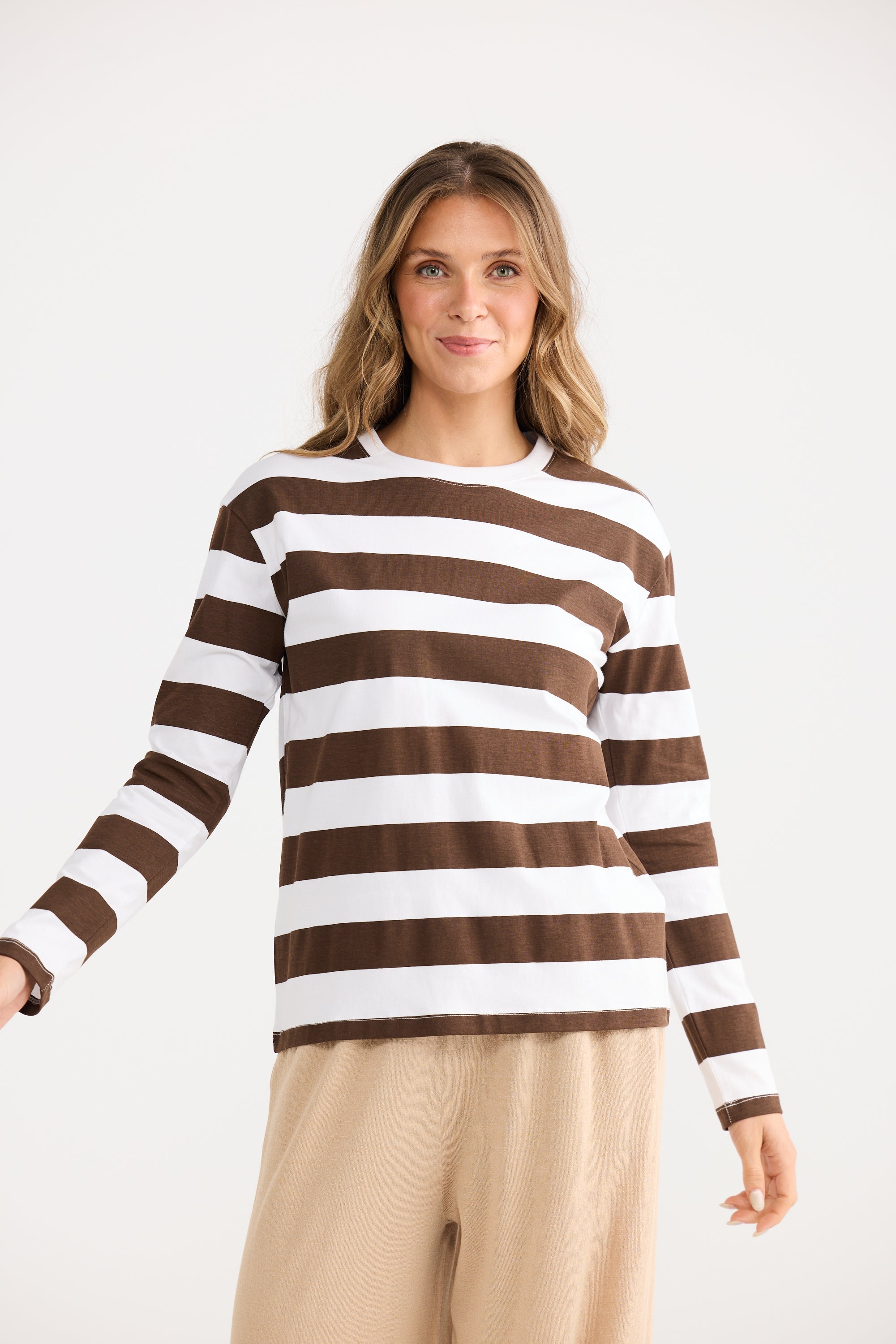 Otis Top - Brown Stripe-Tops-Home Love-The Bay Room