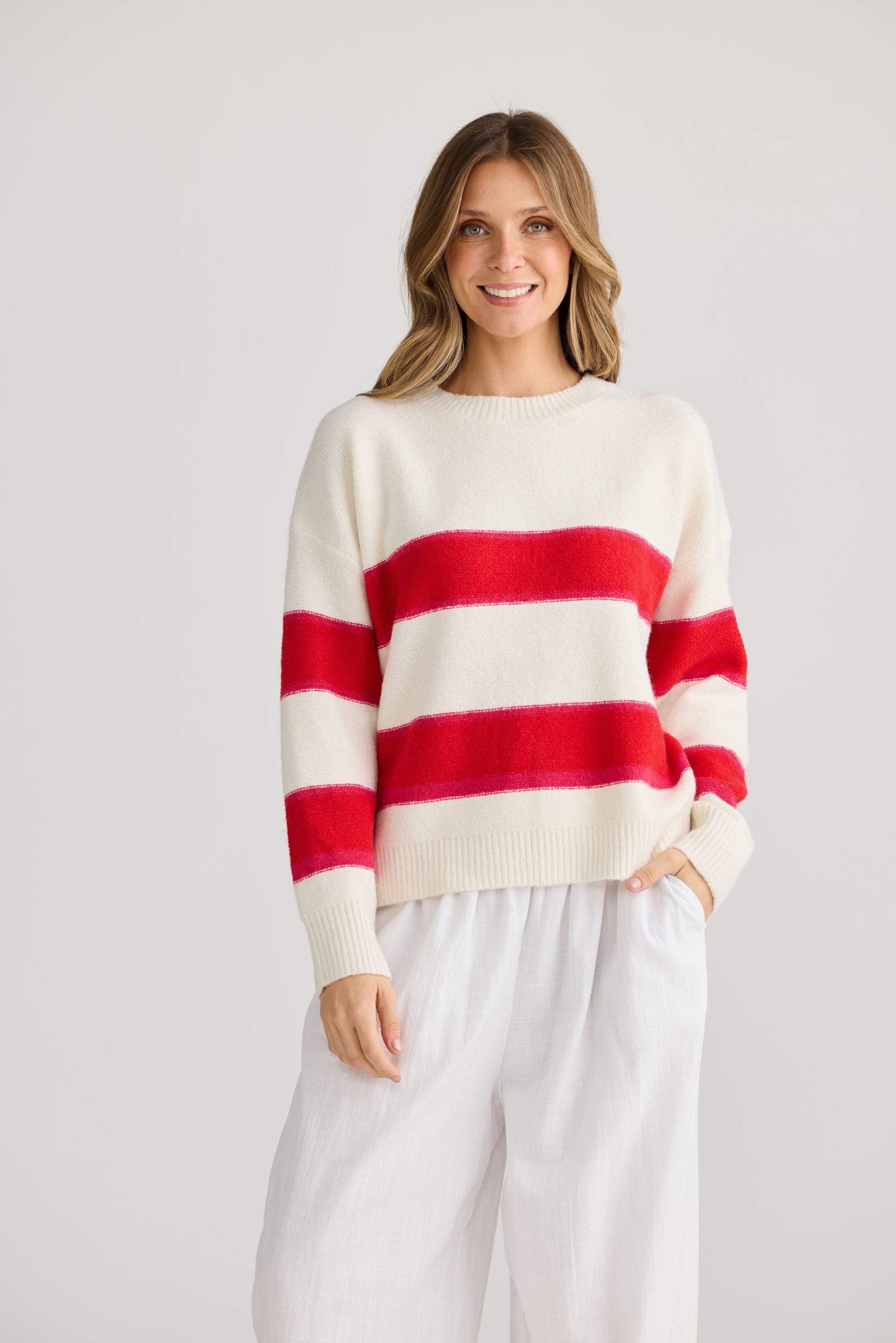 Overboard Knit - Red Stripe-Knitwear & Jumpers-Holiday-The Bay Room