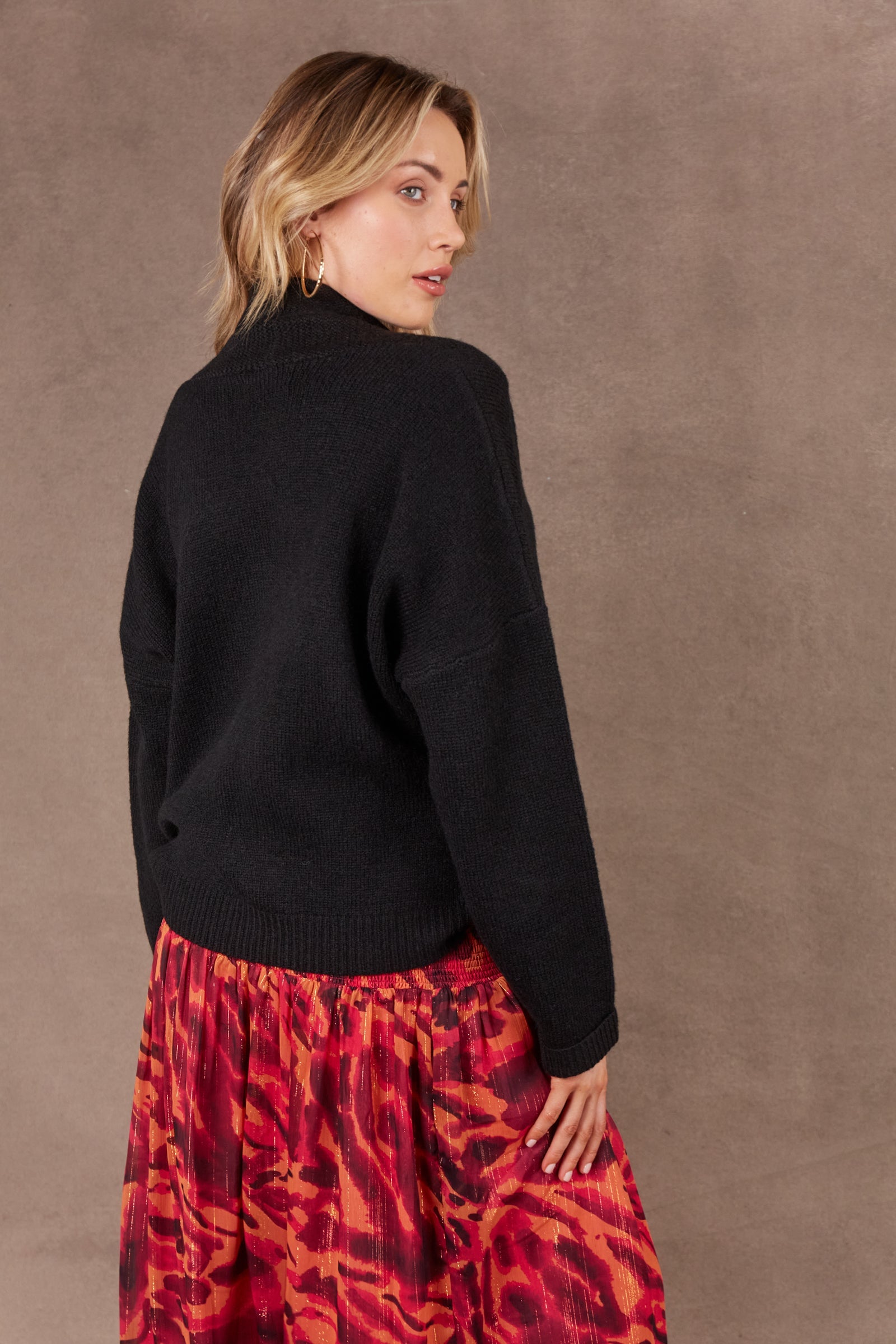 Paarl Crossover Knit - Ebony-Knitwear & Jumpers-Eb & Ive-The Bay Room