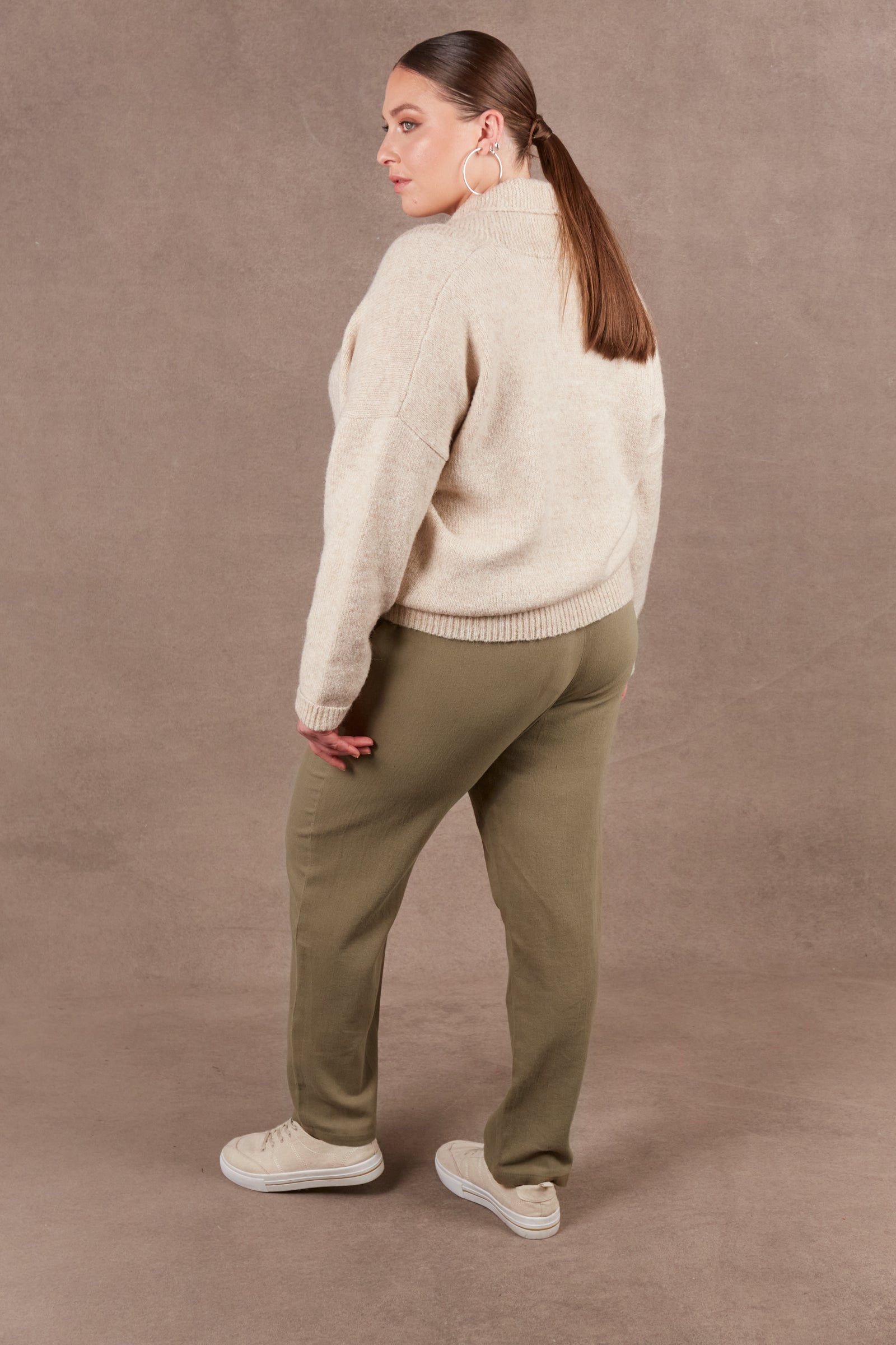 Paarl Crossover Knit - Oat-Knitwear & Jumpers-Eb & Ive-The Bay Room