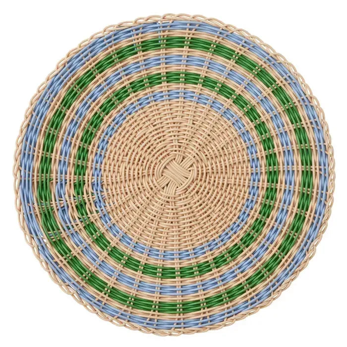Padua PP Woven Placemat 38cm Nat/Sky/Green-Dining & Entertaining-Coast To Coast Home-The Bay Room
