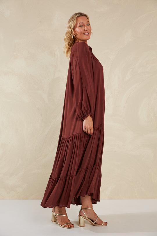 Palermo Tiered Maxi - Espresso-Dresses-Haven-The Bay Room