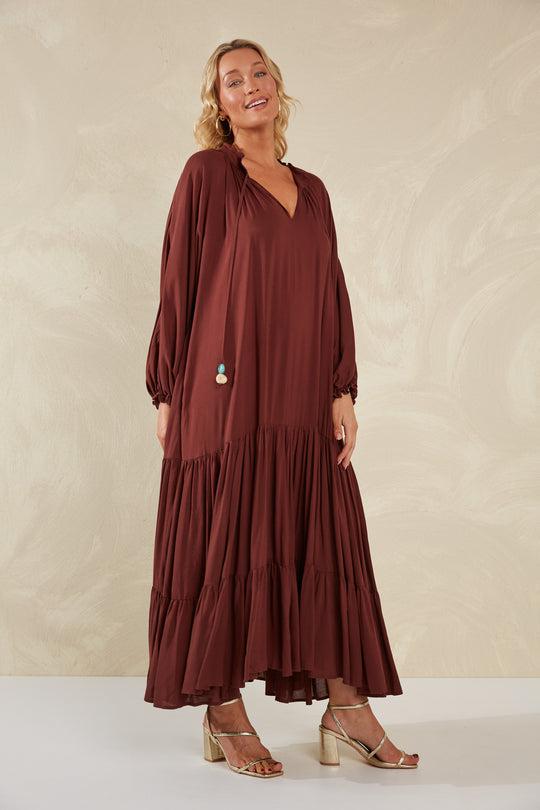 Palermo Tiered Maxi - Espresso-Dresses-Haven-The Bay Room