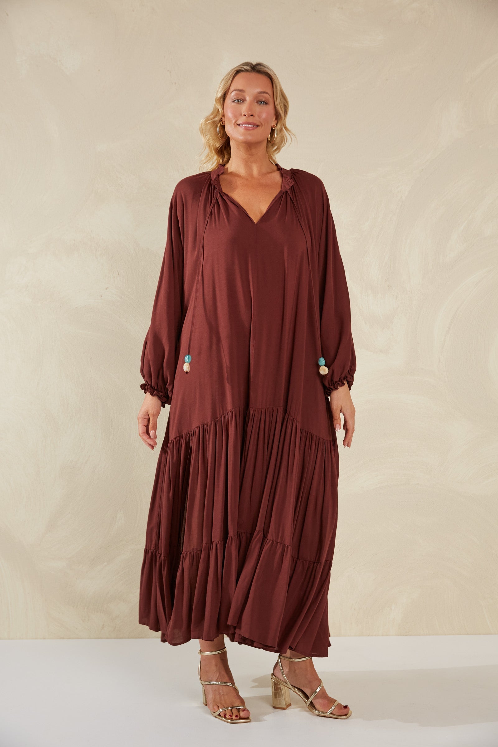 Palermo Tiered Maxi - Espresso-Dresses-Haven-The Bay Room