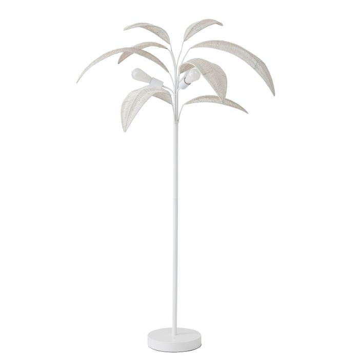 Palm Rattan Floor Lamp 107x165cm White-Lighting-Coast To Coast Home-The Bay Room