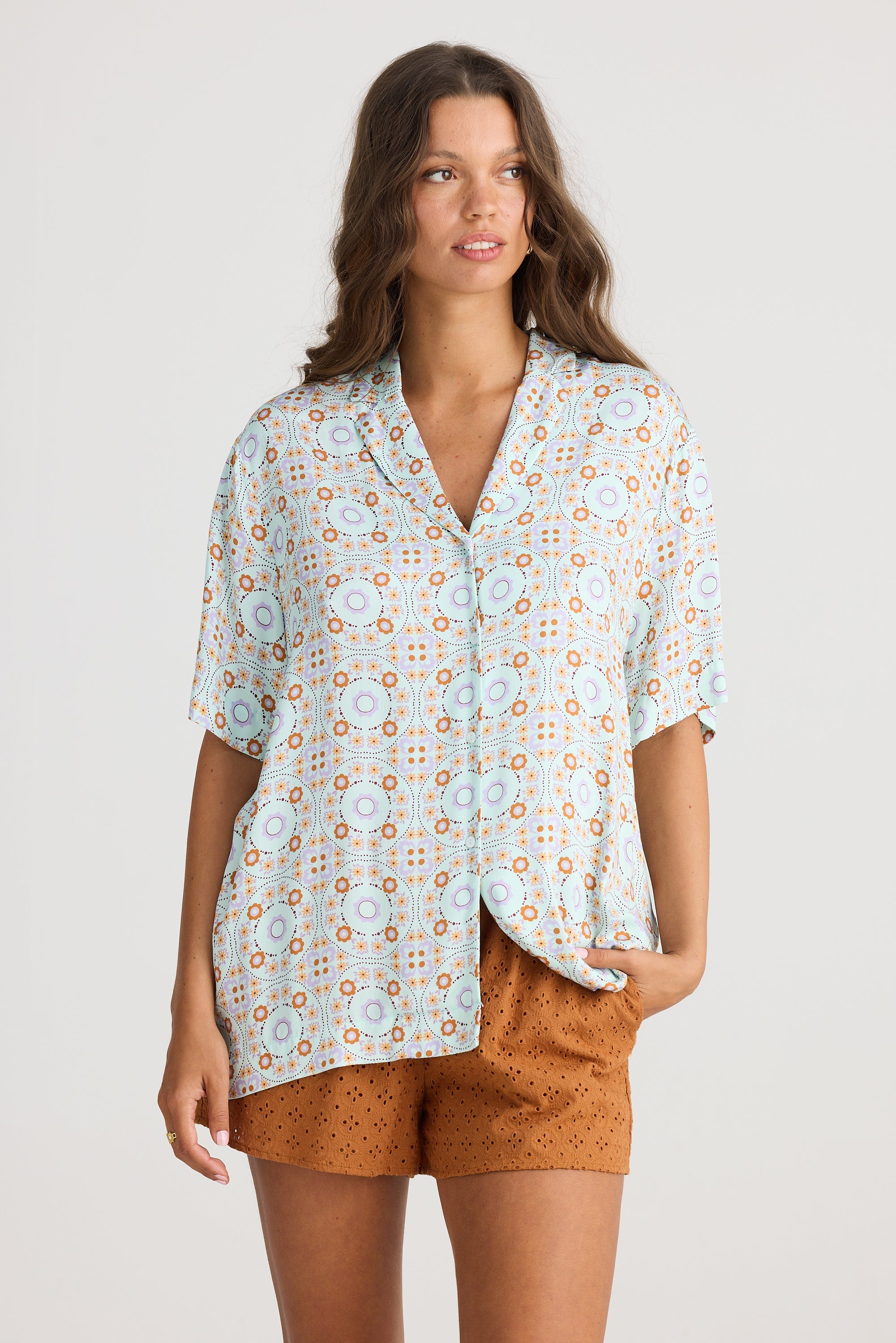 Palm Springs Shirt - Medina Blue-Tops-Talisman-The Bay Room