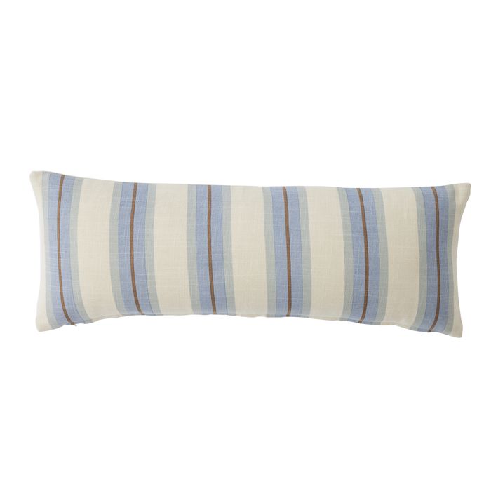 Palma Cotton Cushion 25x70cm Denim/Tan-Soft Furnishings-Coast To Coast Home-The Bay Room