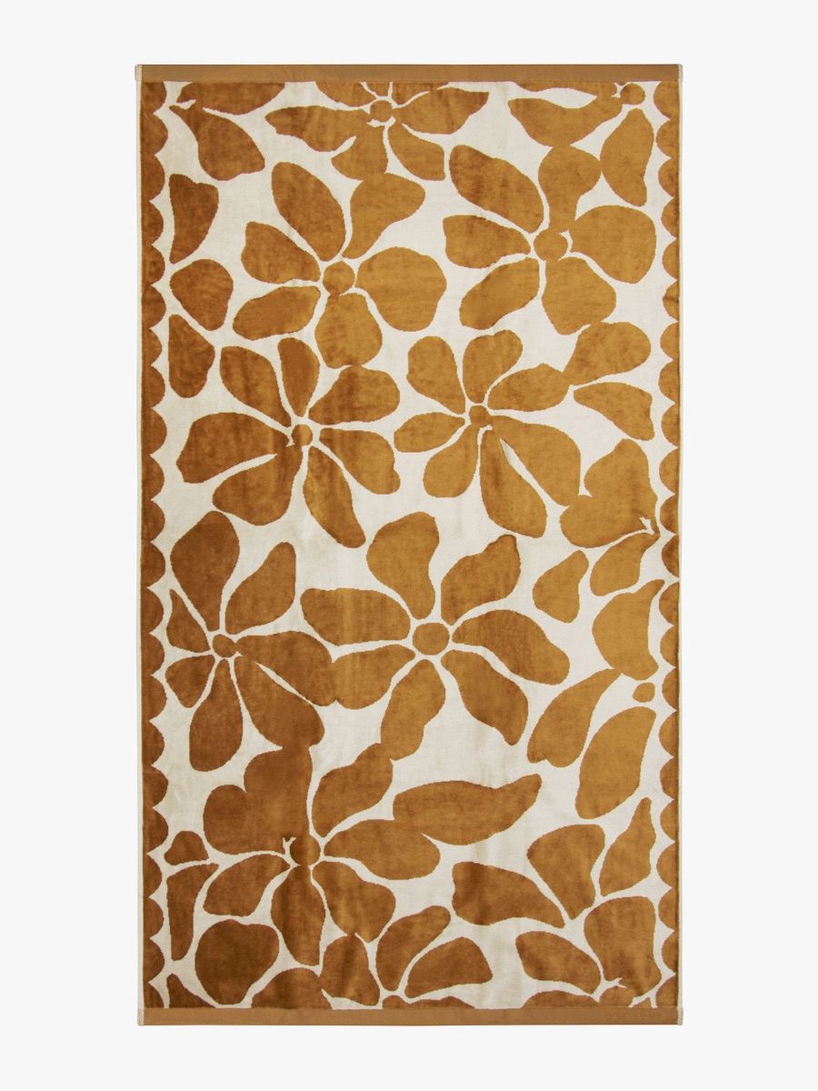 Palma Petal Australian Cotton Beach Towel in Bronze/Sand-Soft Furnishings-Aura Home-The Bay Room
