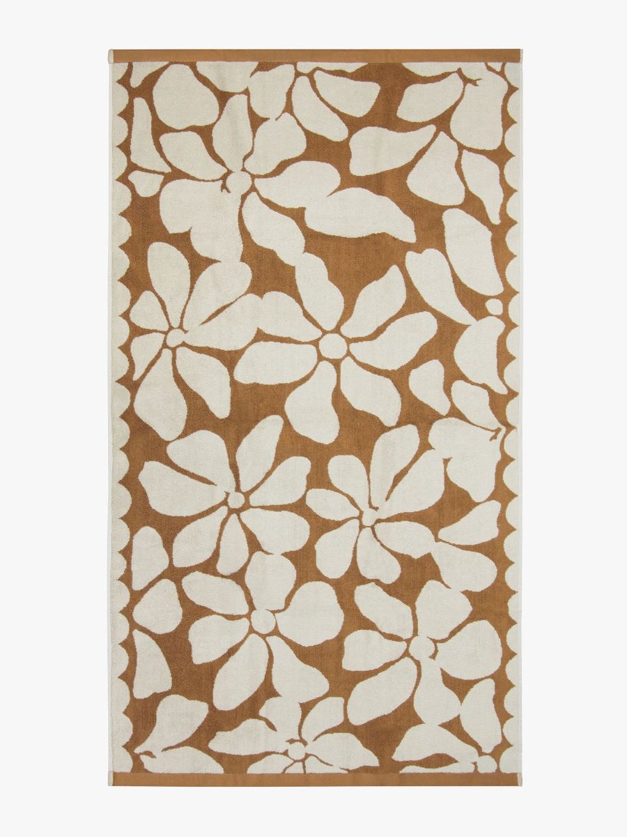 Palma Petal Australian Cotton Beach Towel in Bronze/Sand-Soft Furnishings-Aura Home-The Bay Room